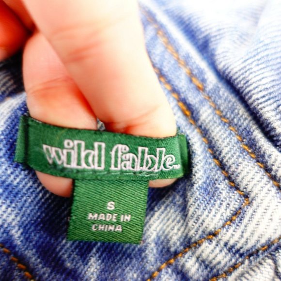 WILD‎ FABLE Romper Small Womens Denim Blue Med Washed Pocket Distressed Raw Hem - Picture 3 of 11